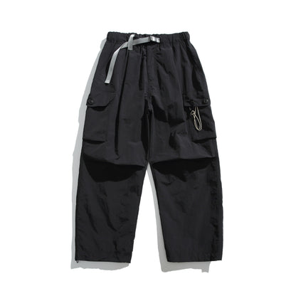 Men's cargo pants in utility style with elastic waistband and integrated belt EVA-US