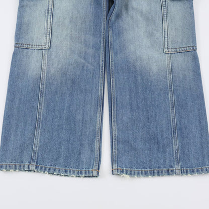 Women's cargo jeans with wide legs, high waist and patch thigh pockets EVA-US