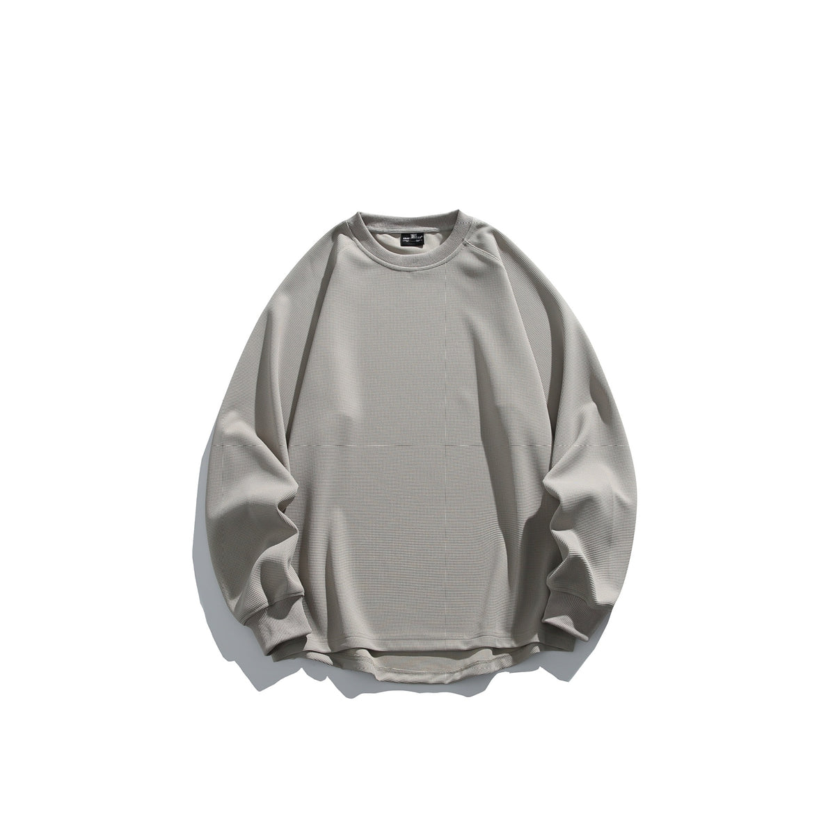 Unisex Oversize Waffle Knit Sweatshirt with Round Neck EVA-US