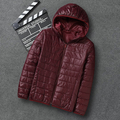 Men's nano ultra-light hooded padded jacket with pack function and windproof shell EVA-US