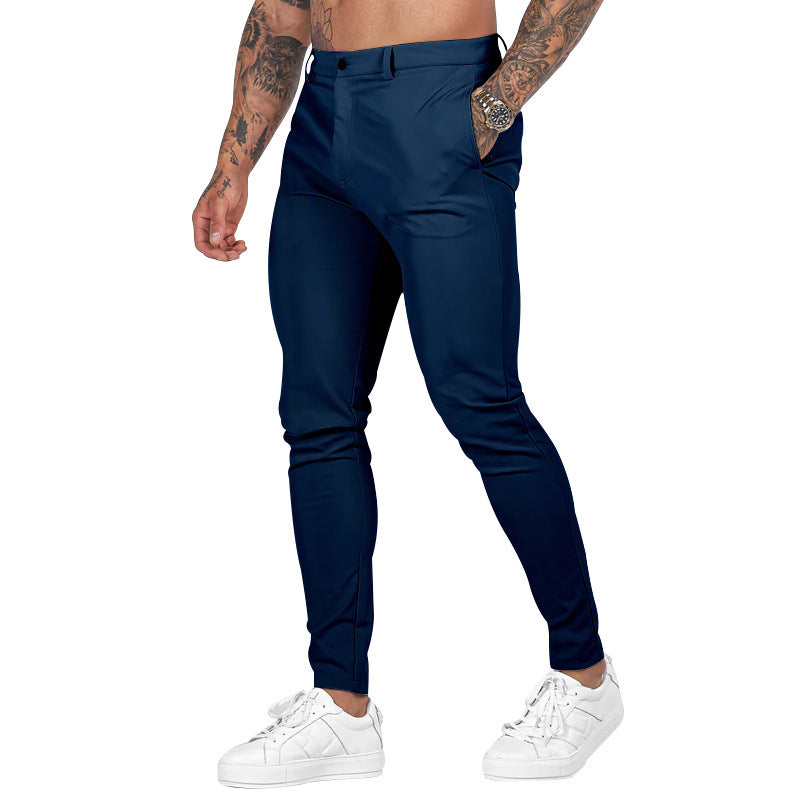 Men's Slim-Fit Chino Pants with Modern Design and Elastic Waist EVA-US