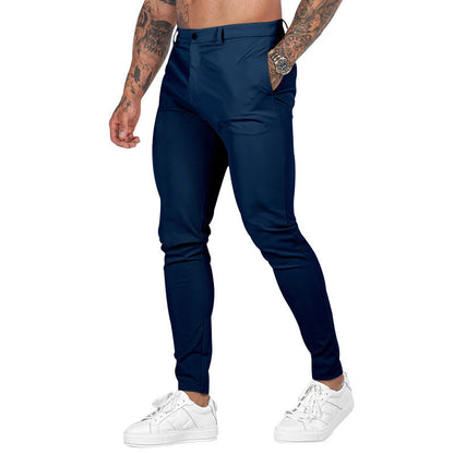 Men's Slim-Fit Chino Pants with Modern Design and Elastic Waist EVA-US