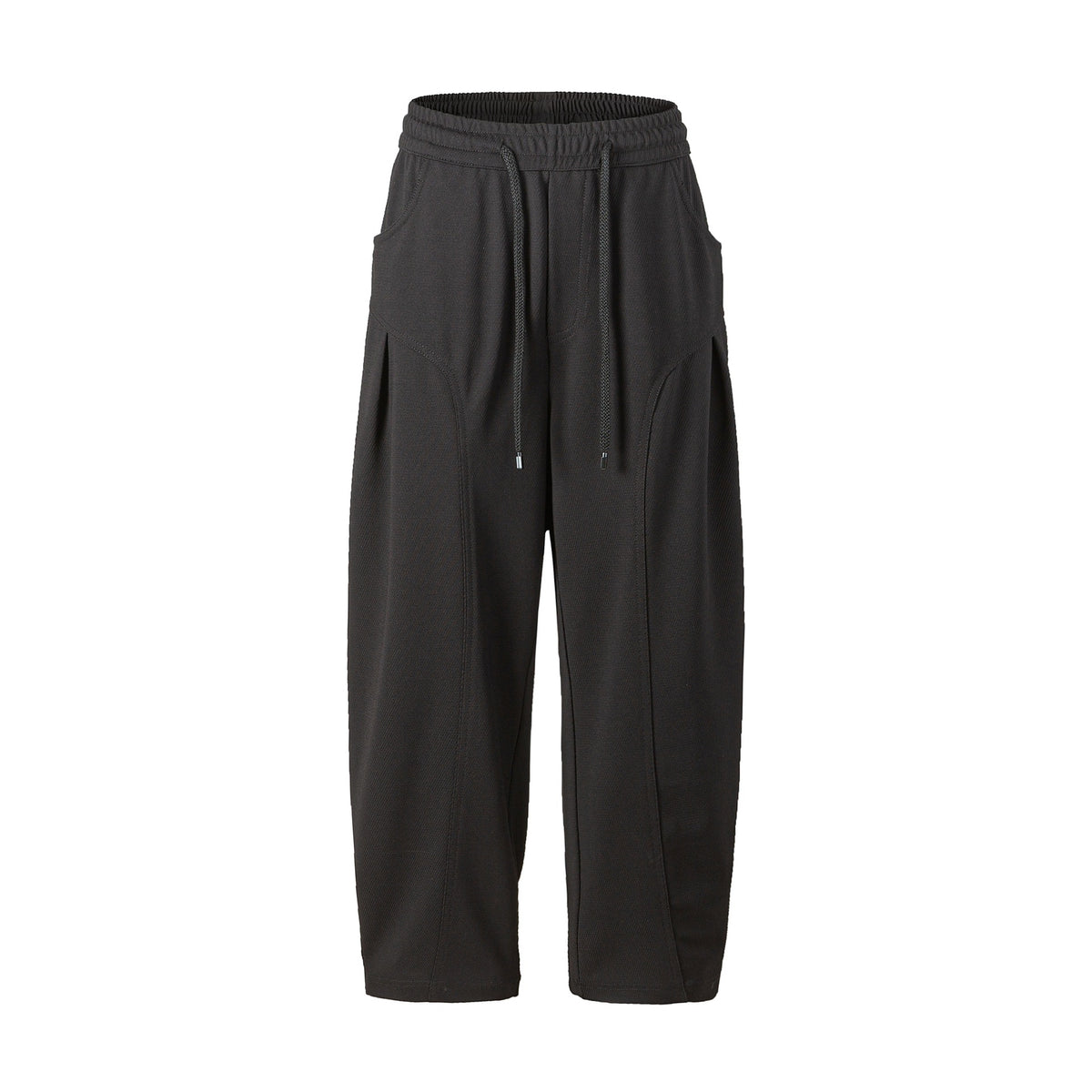 Women's Cropped Jogging Pants in Relaxed Fit with Drawstring and Decorative Seams EVA-US