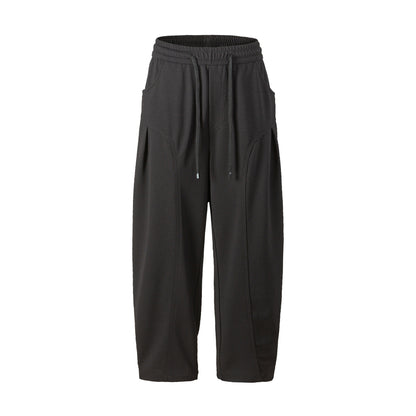 Women's Cropped Jogging Pants in Relaxed Fit with Drawstring and Decorative Seams EVA-US