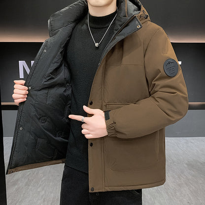 Men's Padded Short Parka with Hood windproof water-repellent and multifunctional pockets EVA-US