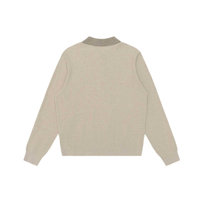 Unisex Structured Polo Collar Knitted Sweater with Half Button Placket EVA-US