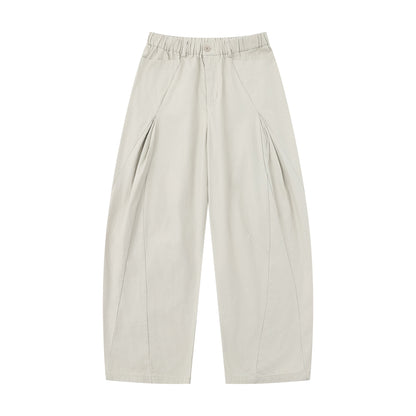 Women Wide Culotte Pants with Decorative Pleats and Elastic Waistband EVA-US