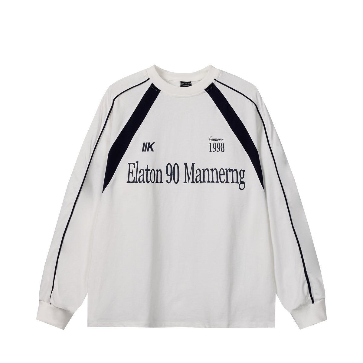 Unisex Oversize Sweatshirt in Retro Sports Style with Raglan Sleeves and Contrast Piping EVA-US