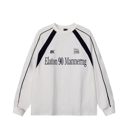 Unisex Oversize Sweatshirt in Retro Sports Style with Raglan Sleeves and Contrast Piping EVA-US