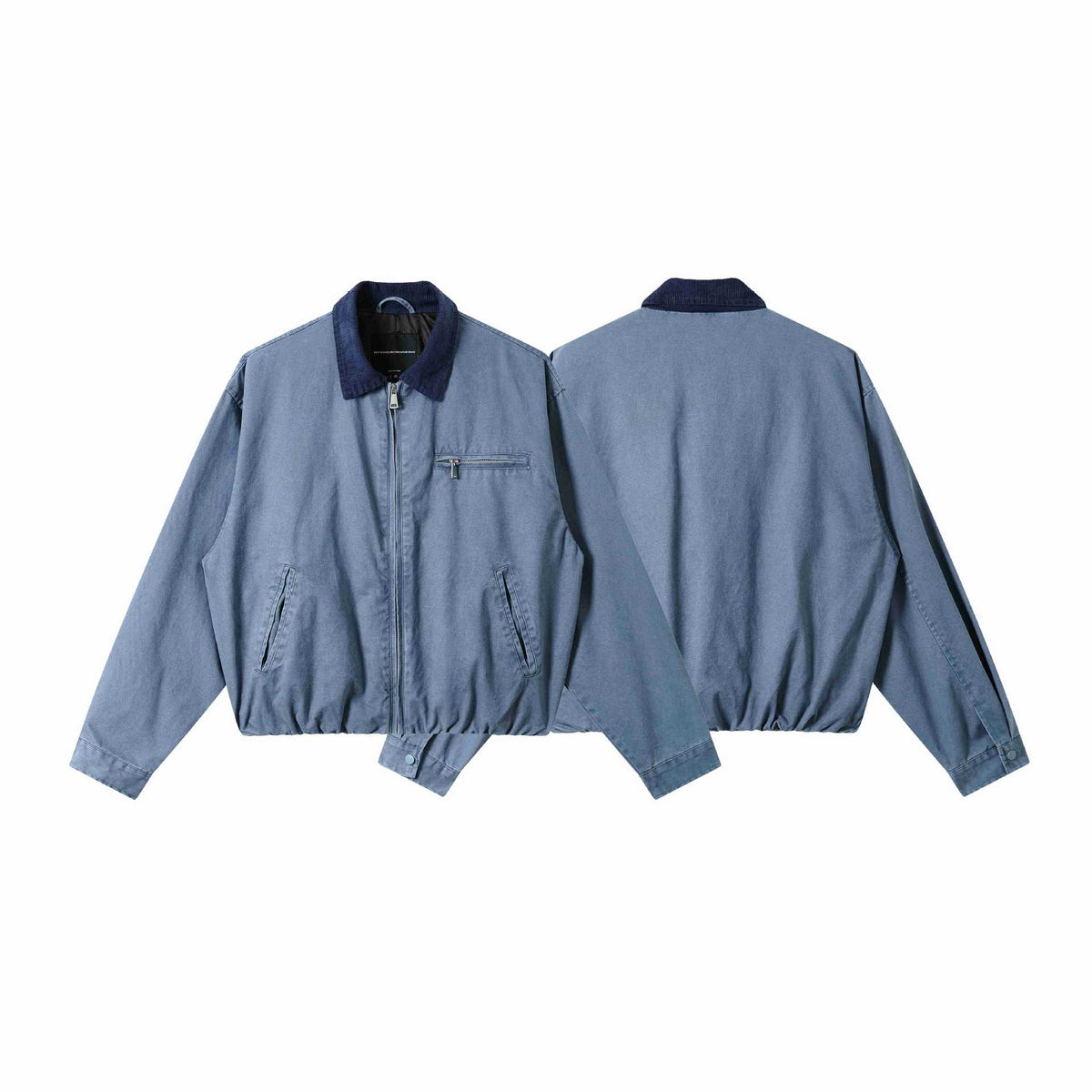 Men Timeless Boxy Field Jacket made of Canvas with Corduroy Turn-Down Collar EVA-US