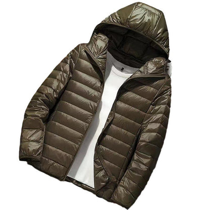 Men's nano ultra-light hooded padded jacket with pack function and windproof shell EVA-US