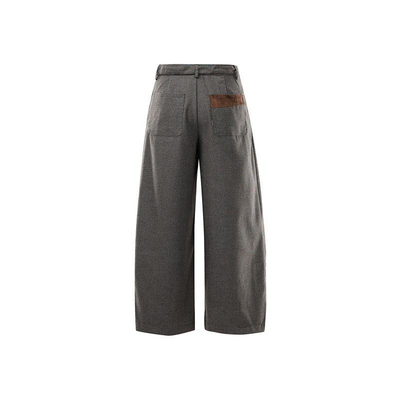 Women's Wide High Waist Culotte Pants with Belt and Contrast Pockets EVA-US