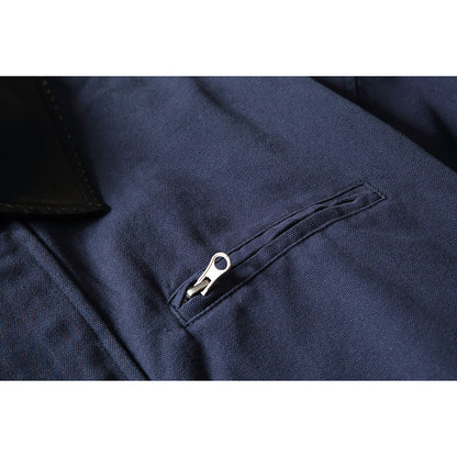 Men's Boxy Canvas Blouson with contrasting faux leather collar and elastic hem EVA-US