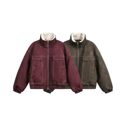 Men's Boxy Suede-Look Blouson with Teddy Lining and High Collar EVA-US