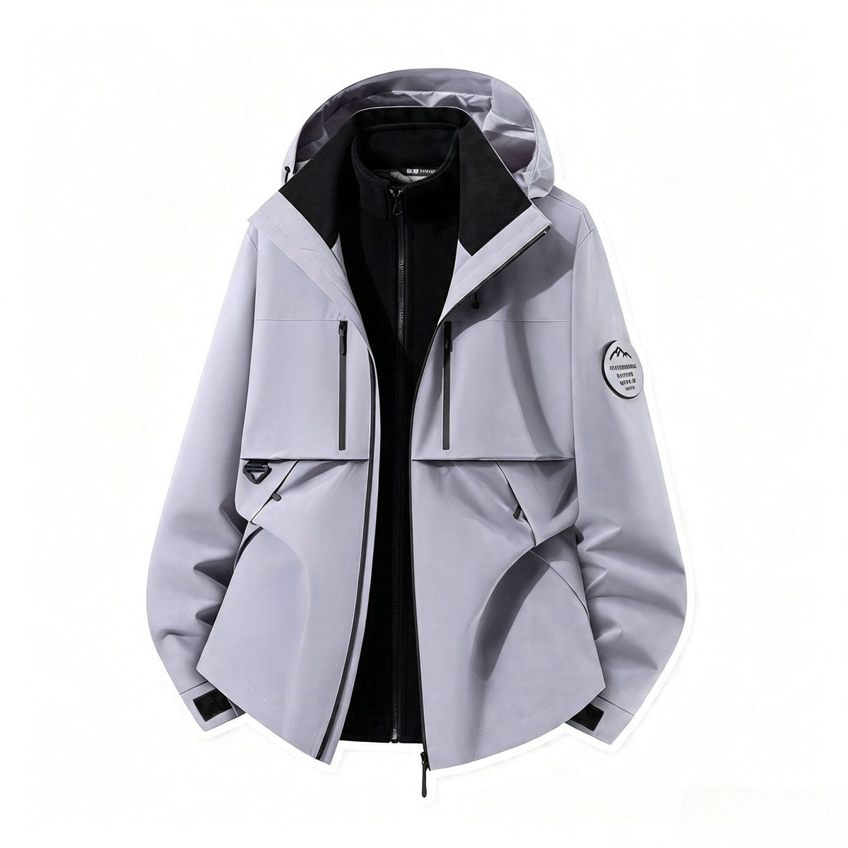 Men's three-layer softshell outdoor jacket with removable fleece lining and hood EVA-US