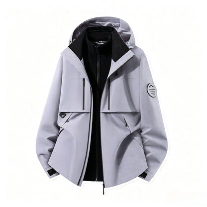 Men's three-layer softshell outdoor jacket with removable fleece lining and hood EVA-US
