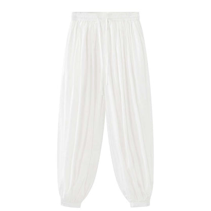 Women Wide Balloon Culotte with High Elastic Waistband and Crinkled Linen Look EVA-US