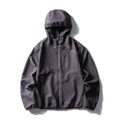 Unisex Waterproof Softshell Outdoor Jacket with Welded Seams and Hood EVA-US