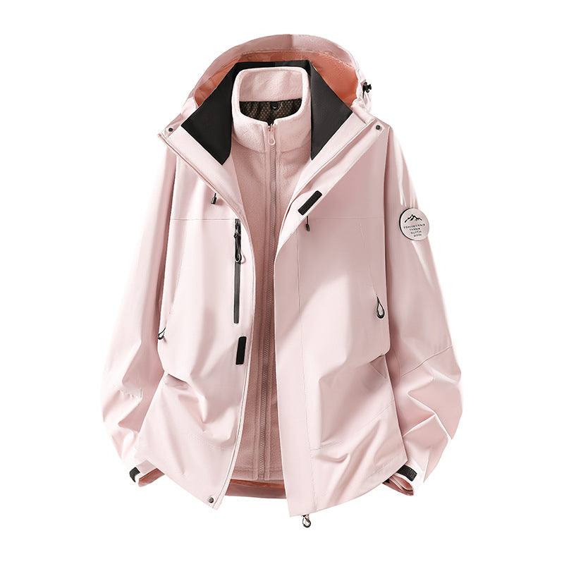 Men's two-layer softshell outdoor jacket with removable fleece lining and adjustable hood EVA-US