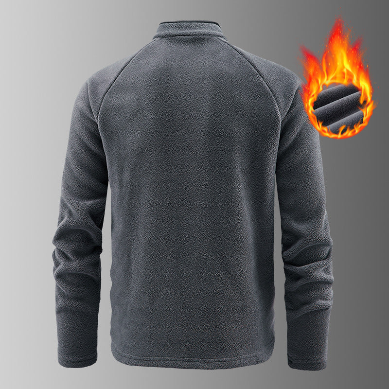 Men's warming microfleece pullover with half zip, ergonomic raglan sleeves, and cozy inner structure EVA-US