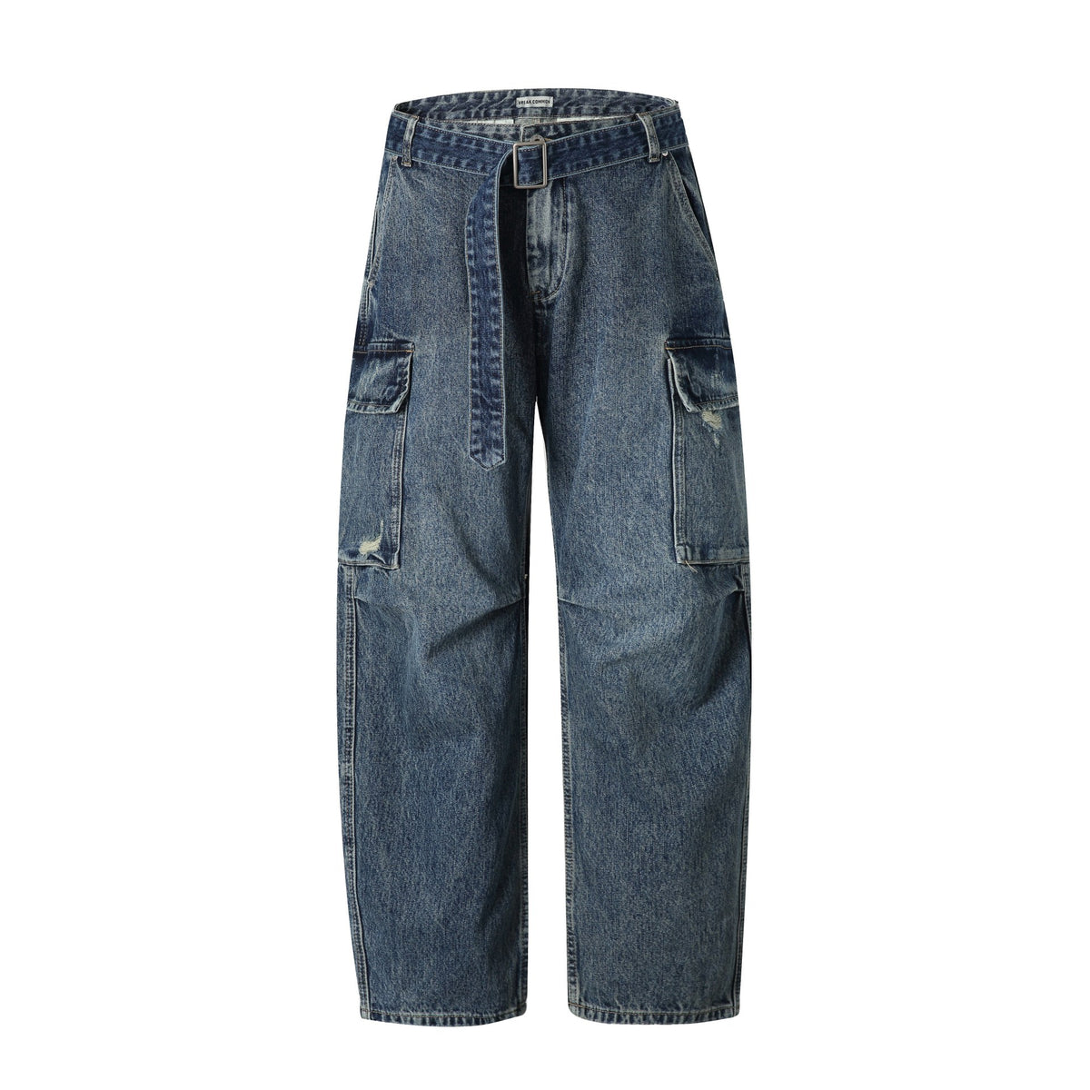 Women's High-Waisted Cargo Jeans with Belt, Loose Fit and Used Look EVA-US
