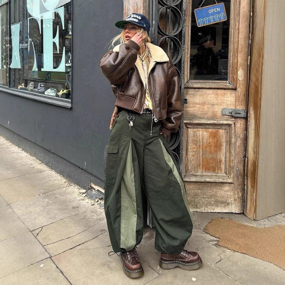 Ladies short cut pilot jacket with teddy lining and oversized sleeves EVA-US