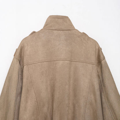 Women's field bomber jacket in suede look with high collar, flap pockets and epaulettes EVA-US