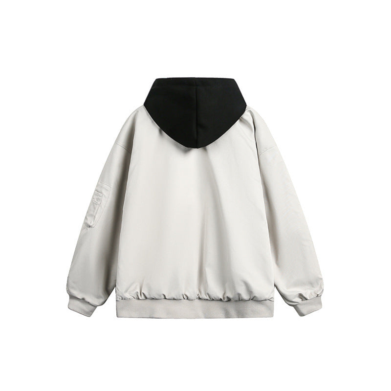 Unisex Boxy Bomber Jacket with integrated hood layer and multifunctional pockets EVA-US