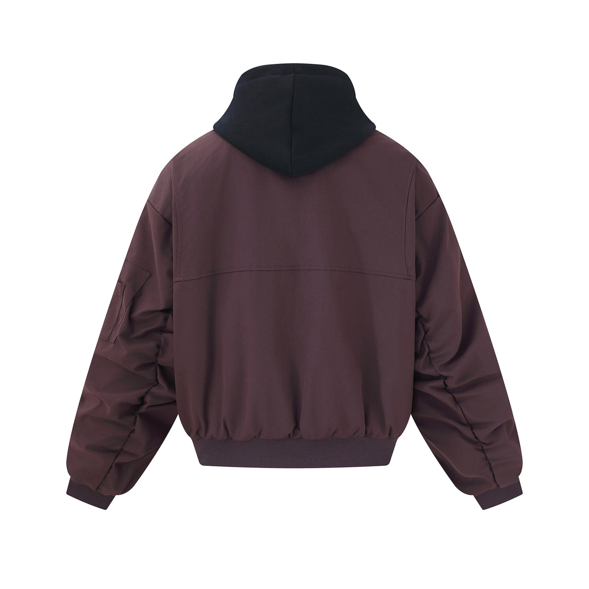 Men's short cut boxy hoodie bomber with hood insert and utility pockets EVA-US