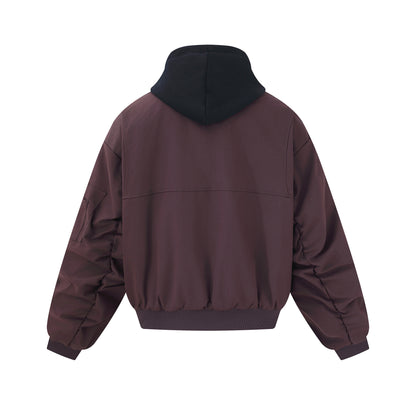 Men's short cut boxy hoodie bomber with hood insert and utility pockets EVA-US