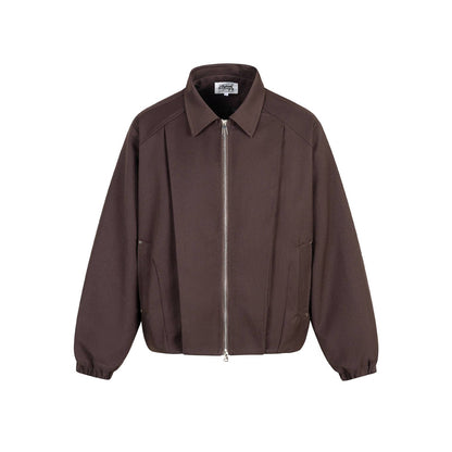Unisex Boxy-Short Jacket with Shirt Collar, Two-Way Metal Zipper, and Elastic Hem EVA-US