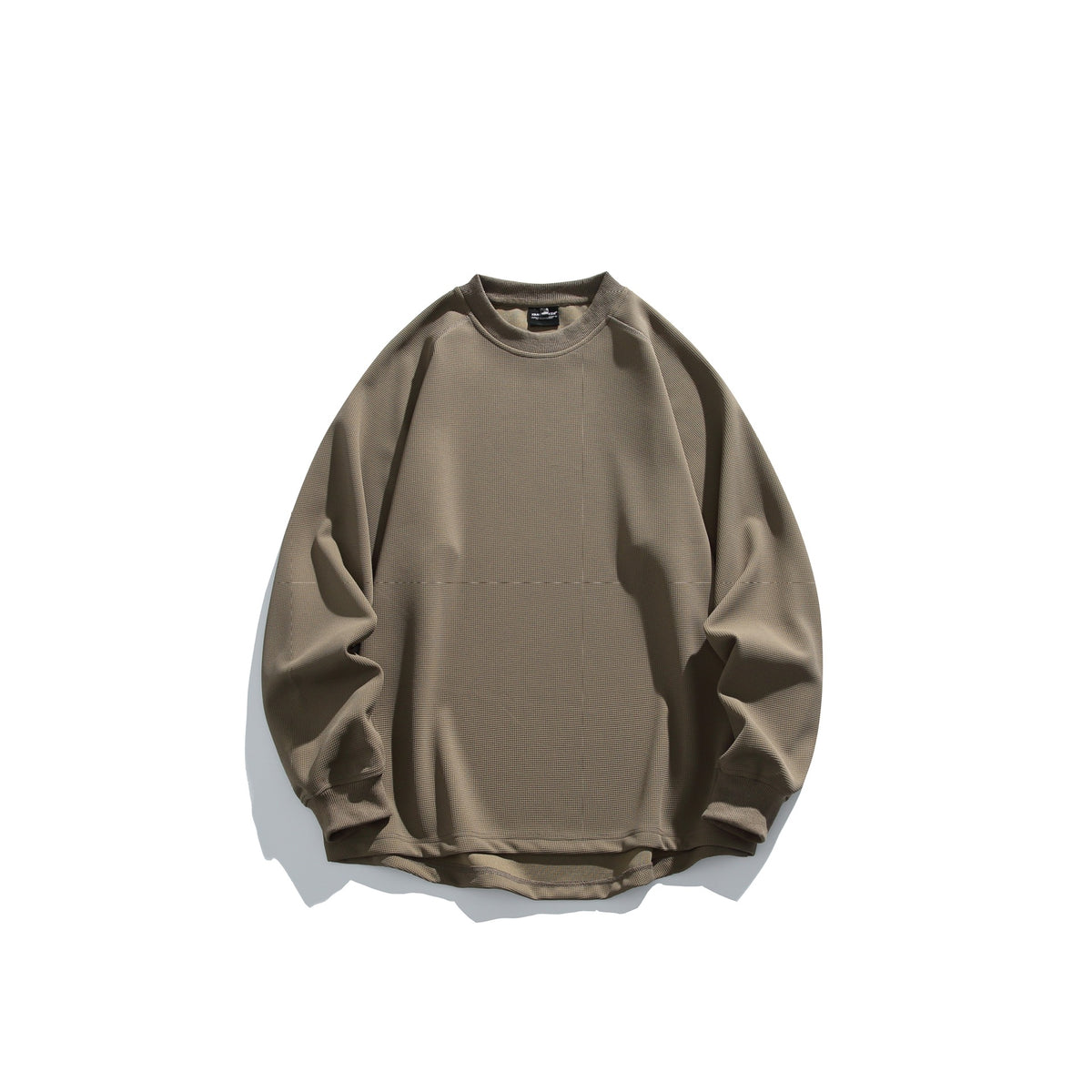 Unisex Oversize Waffle Knit Sweatshirt with Round Neck EVA-US