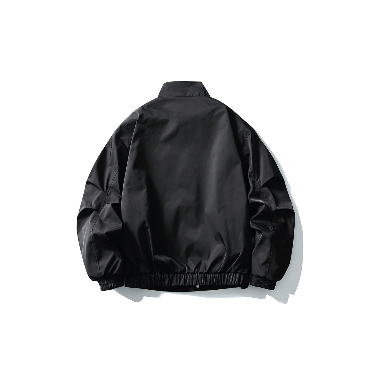 Unisex Short Cut Technical Boxy Bomber with Stand-up Collar, Snap Placket and Elastic Cuffs EVA-US