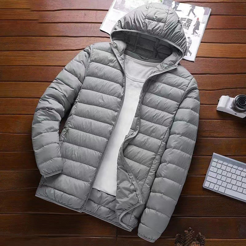 Men's nano ultra-light hooded padded jacket with pack function and windproof shell EVA-US