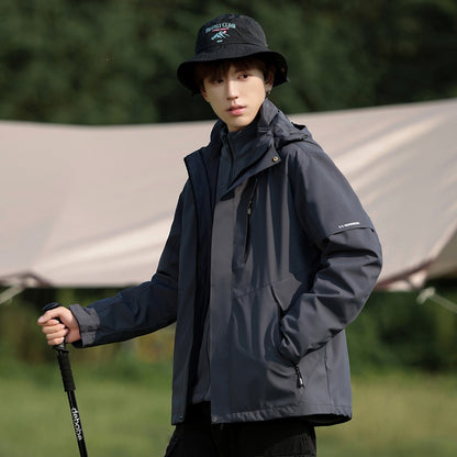 Men's Two-Tone Wind and Water-Repellent Softshell Jacket with Hood EVA-US