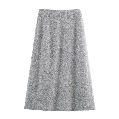 Women's Fine Knit Two-Piece Cardigan with Floral Jacquard and Tailored A-Line Knit Skirt EVA-US