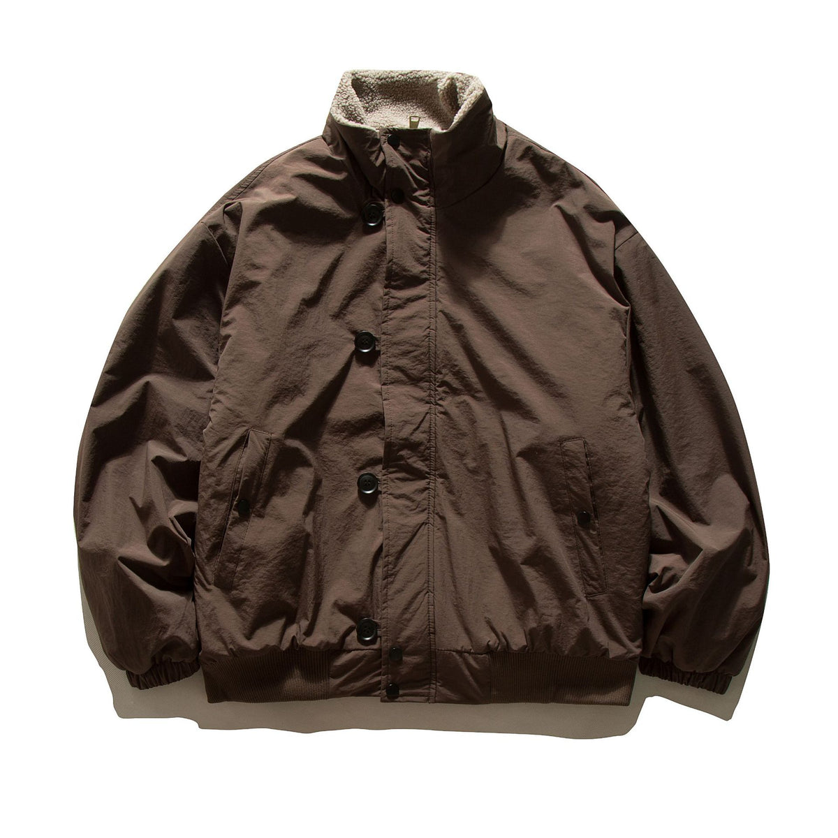 Men's short-cut thermo blouson jacket with high-collar sherpa collar EVA-US
