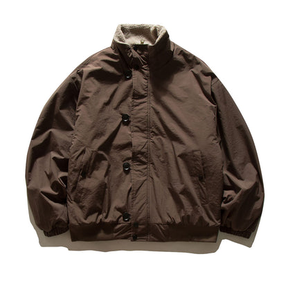 Men's short-cut thermo blouson jacket with high-collar sherpa collar EVA-US