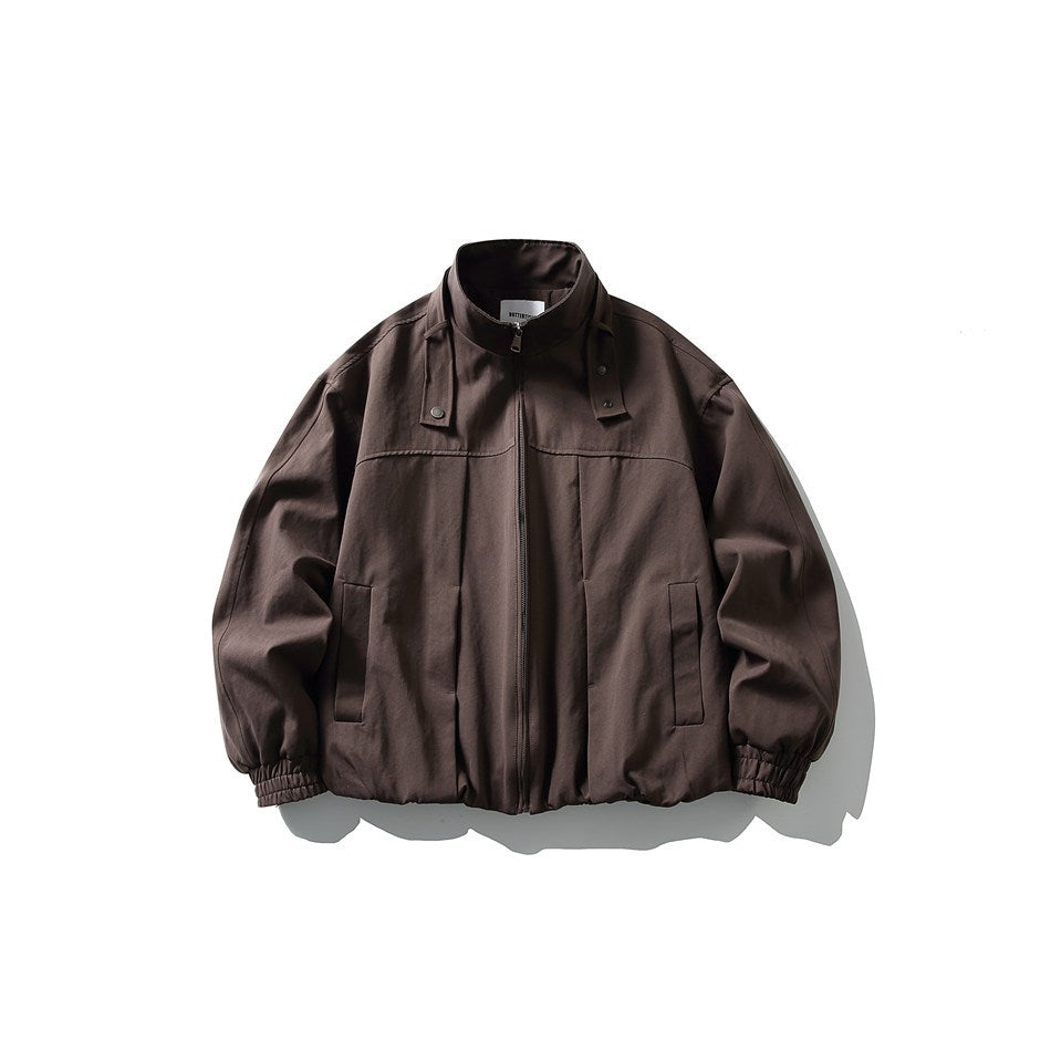 Men's Boxy Blouson Jacket in Overshirt Style with Stand Collar and Strap Detail EVA-US