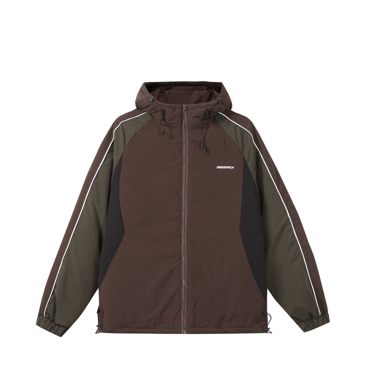Unisex Short Cut Quilted Hooded Jacket with Reflective Piping and Drawstring Hem EVA-US