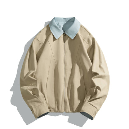Unisex Short Cut Boxy Blouson with Contrast Collar and Light Padding EVA-US