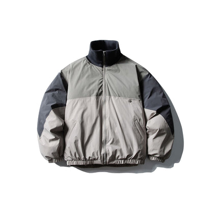Men's Quilted Boxy Bomber with High Ribbed Collar and Elastic Hem EVA-US