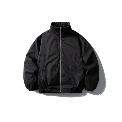 Men's Boxy Short Parka with High Stand Collar, Elastic Hem and Applied Front Pockets EVA-US