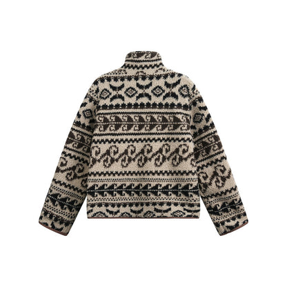 Unisex Short cut teddy fleece jacket with standing collar and Norwegian structure EVA-US