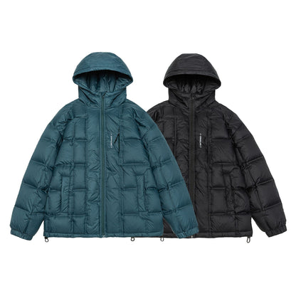 Unisex Oversized Padded Jacket with Hood, Down Look and Drawstring EVA-US