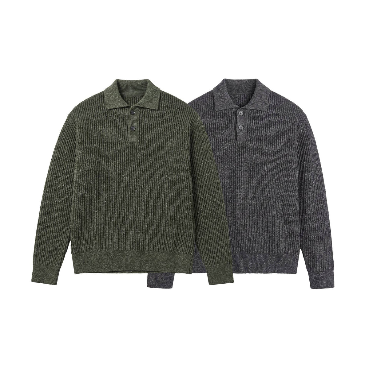 Men's knit sweater with polo collar and distinctive ribbed structure EVA-US