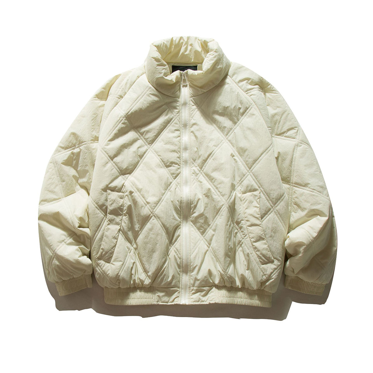 Unisex Boxy Padded Blouson with Diamond Quilting and High Funnel Collar EVA-US
