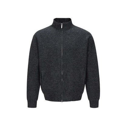 Unisex Short Ribbed Knit Zipper with High Stand Collar and Slim Fit EVA-US