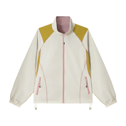Unisex Lightweight Softshell Training Jacket with Stand-Up Collar, Contrast Panels and Drawstring EVA-US