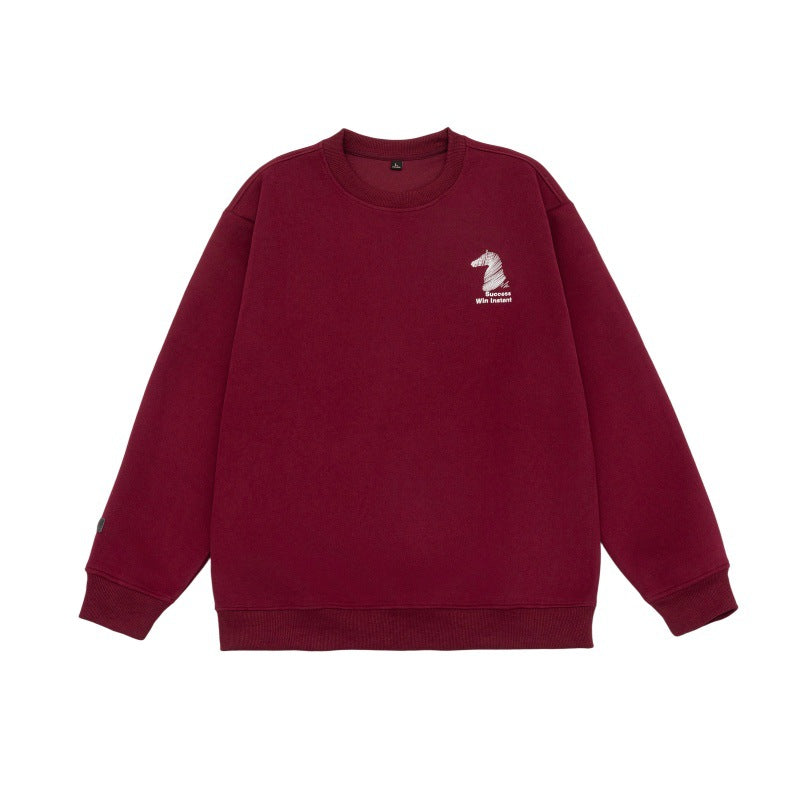 Unisex Oversized Sweatshirt with embroidered chess knight logo and ribbed cuffs EVA-US